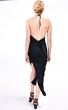 Bias cut, low back, adjustable strap slip dress in black silk. Beautiful for an evening event, wedding, or chic daytime look. Cut to fit slightly snuggly through hips to show off your curves. If you prefer a looser fit, we suggest that you size up! This item is also available as a custom order!